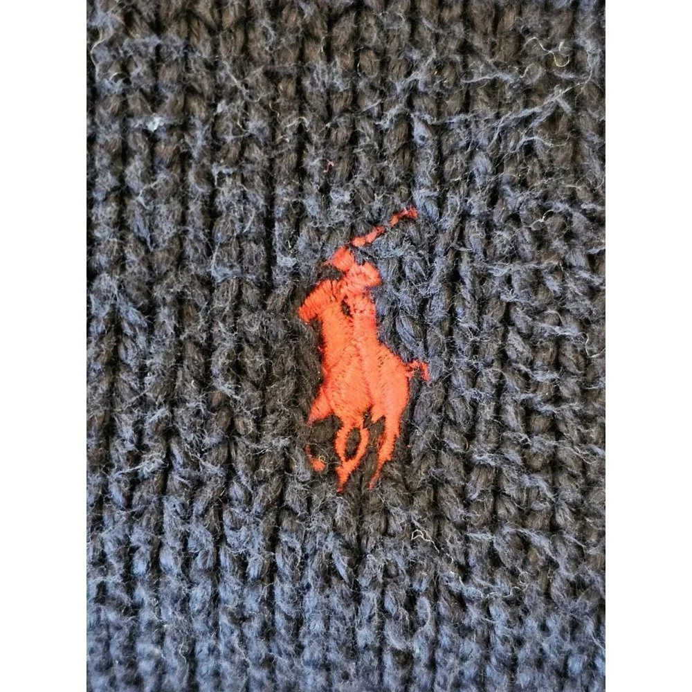 90s‎ Polo Ralph Lauren XL Navy Blue Knit Quarter Zip Pullover Cotton